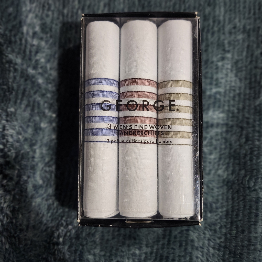 3Pack Of George Brand Fine Woven Handkerchiefs For Men